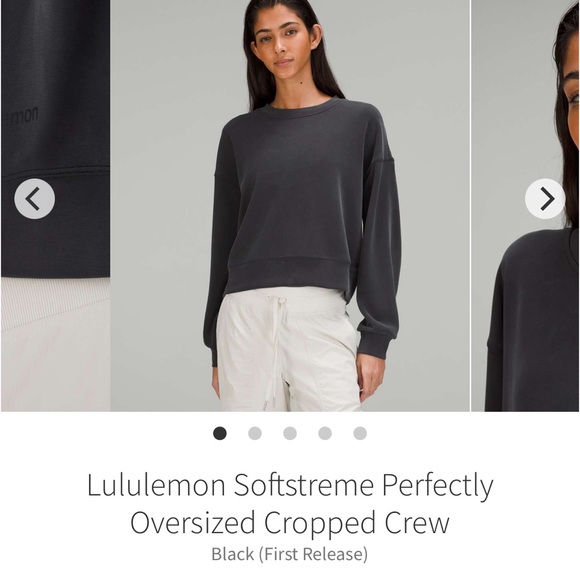 lululemon athletica Tops - Lululemon perfectly oversized cropped crew Softstreme black sz 2